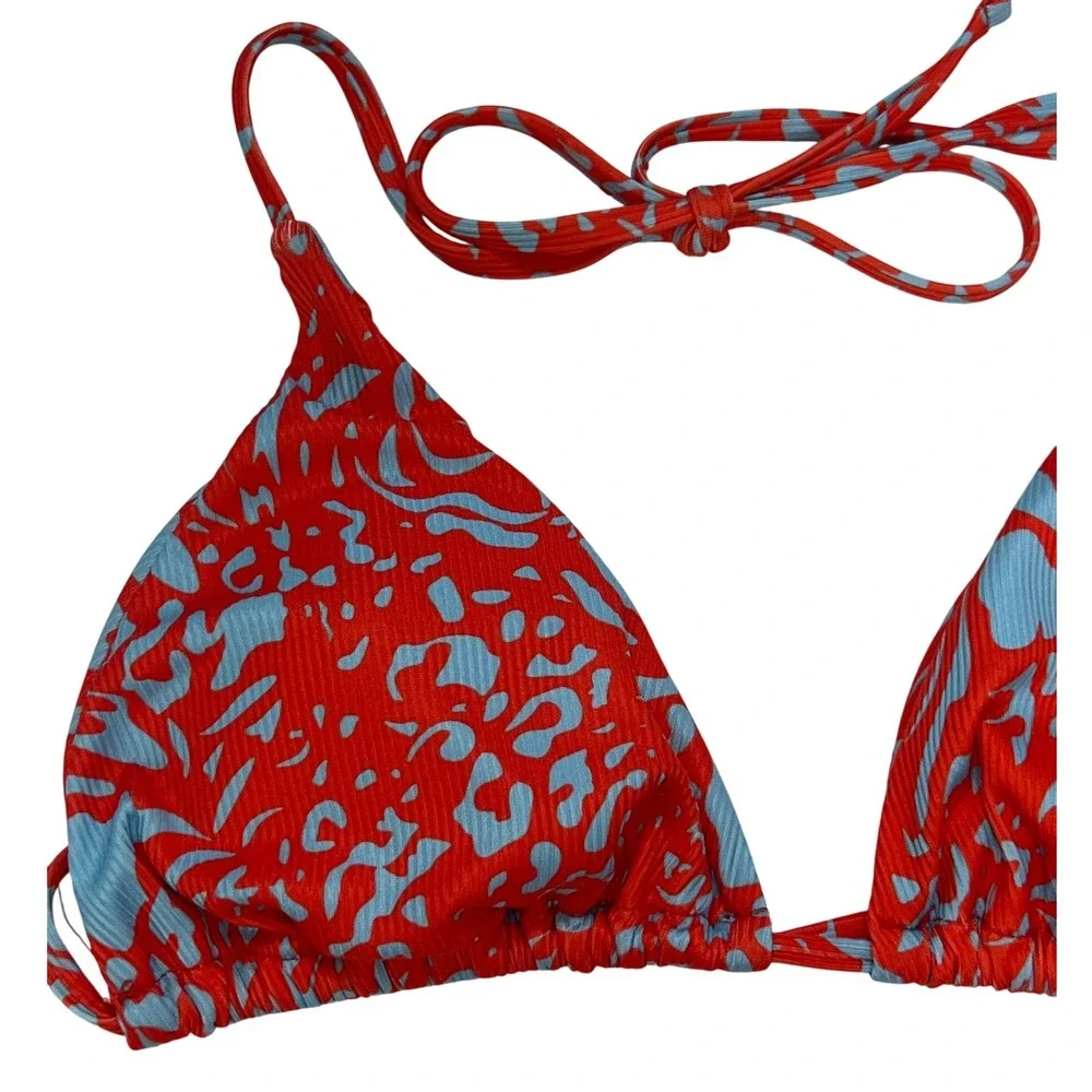 Red Blue 2 Piece Swimsuit String Bikini Small Beach‎ Vacation Cheeky